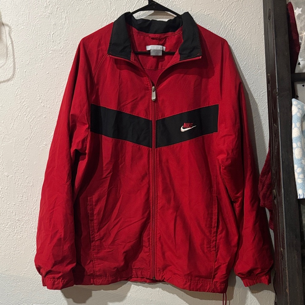 Nike Men's Bold Red and Black Windbreaker